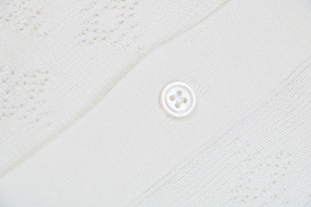 Louis Vuitton 23SS LV Monogram Openwork Jacquard Short Sleeve Camp Shirt – White