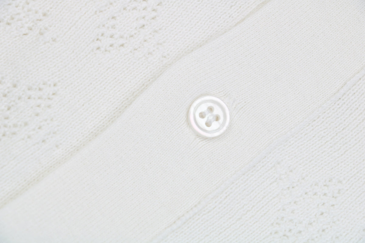 Louis Vuitton 23SS LV Monogram Openwork Jacquard Short Sleeve Camp Shirt – White
