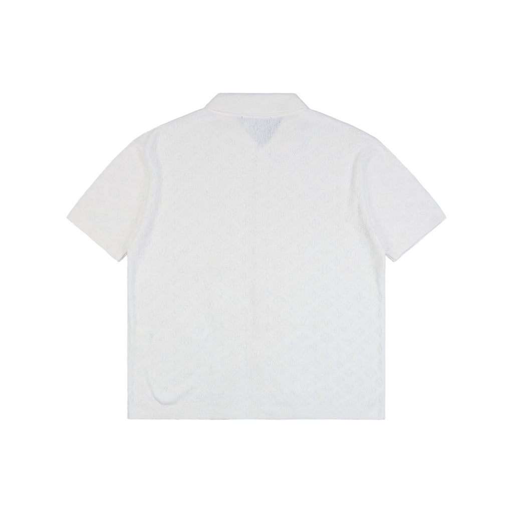 Louis Vuitton 23SS LV Monogram Openwork Jacquard Short Sleeve Camp Shirt – White