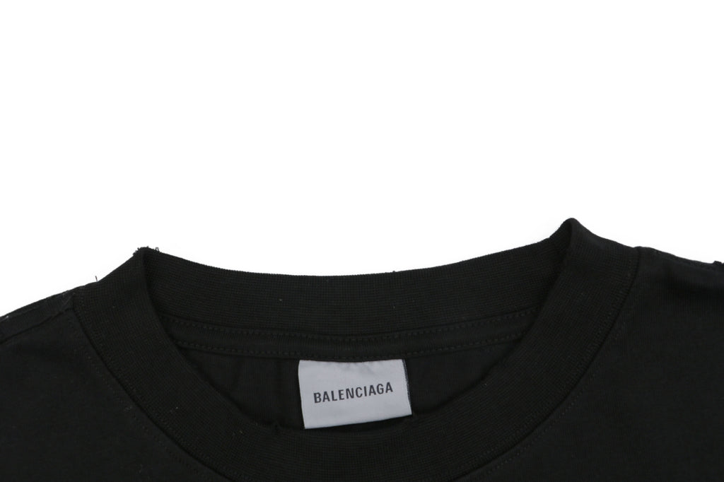 Balenciaga Dark Gothic Cathedral Heavy Metal Logo Print Oversized Short Sleeve Tee – Black