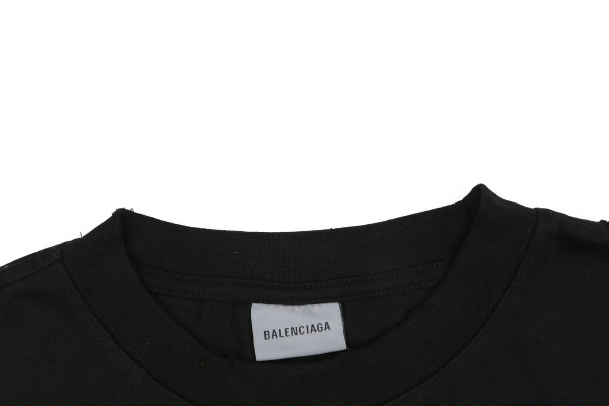 Balenciaga Dark Gothic Cathedral Heavy Metal Logo Print Oversized Short Sleeve Tee – Black