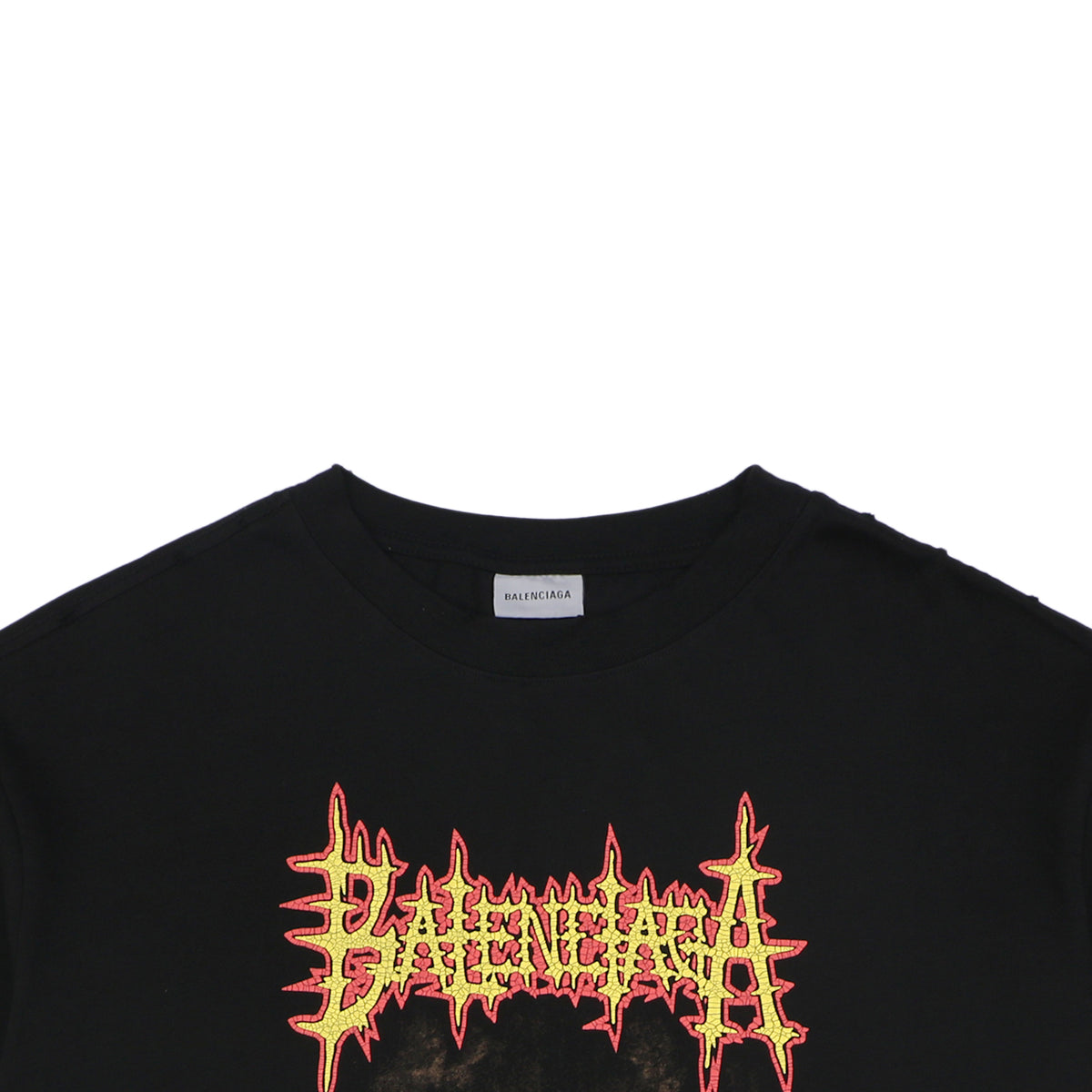Balenciaga Dark Gothic Cathedral Heavy Metal Logo Print Oversized Short Sleeve Tee – Black