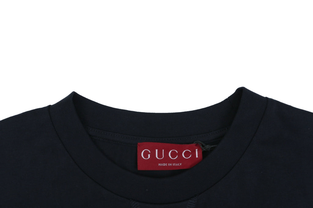 Gucci Tonal Square-Frame Script G Embroidery Badge Short Sleeve Tee – Black