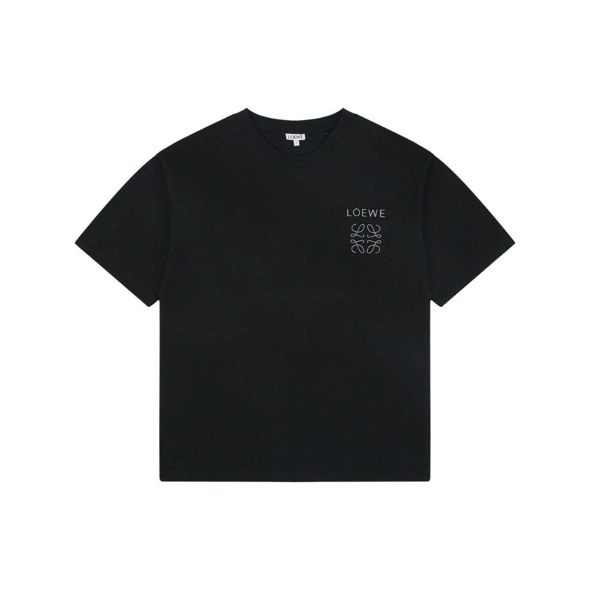Loewe Reflective Embossed Anagram Logo Left Chest Short Sleeve Tee – Black