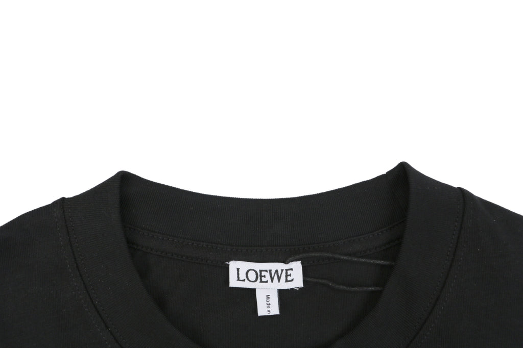 Loewe Reflective Embossed Anagram Logo Left Chest Short Sleeve Tee – Black