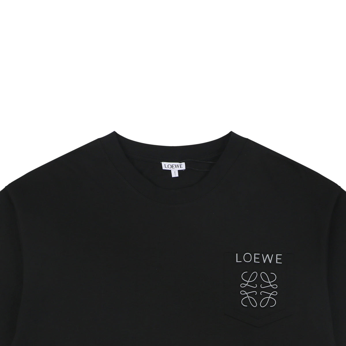 Loewe Reflective Embossed Anagram Logo Left Chest Short Sleeve Tee – Black
