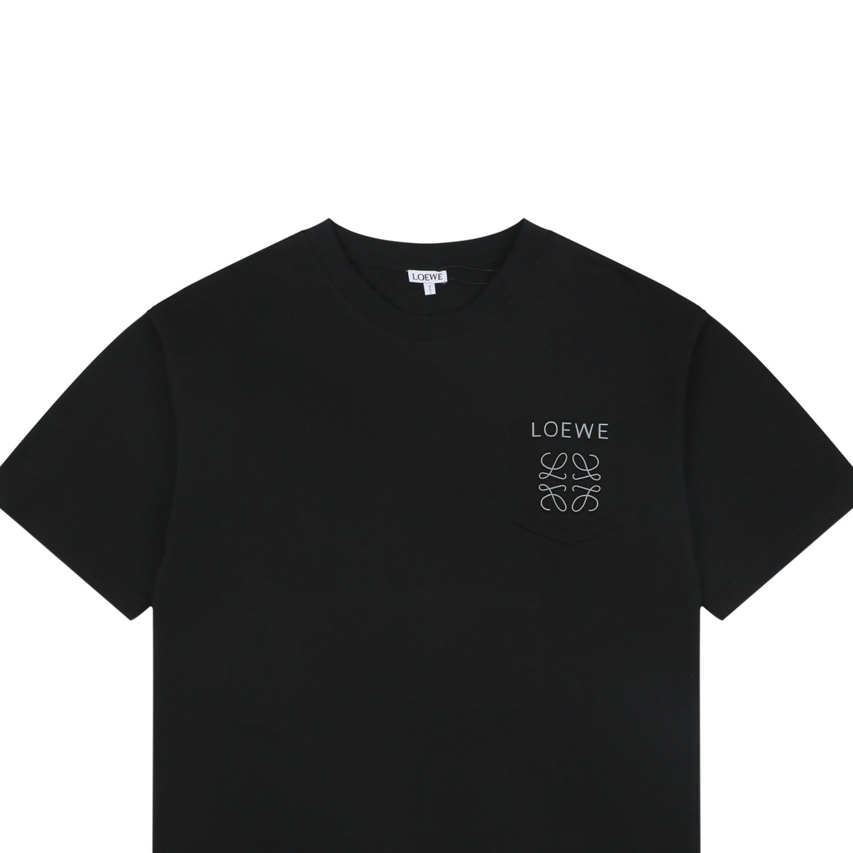 Loewe Reflective Embossed Anagram Logo Left Chest Short Sleeve Tee – Black