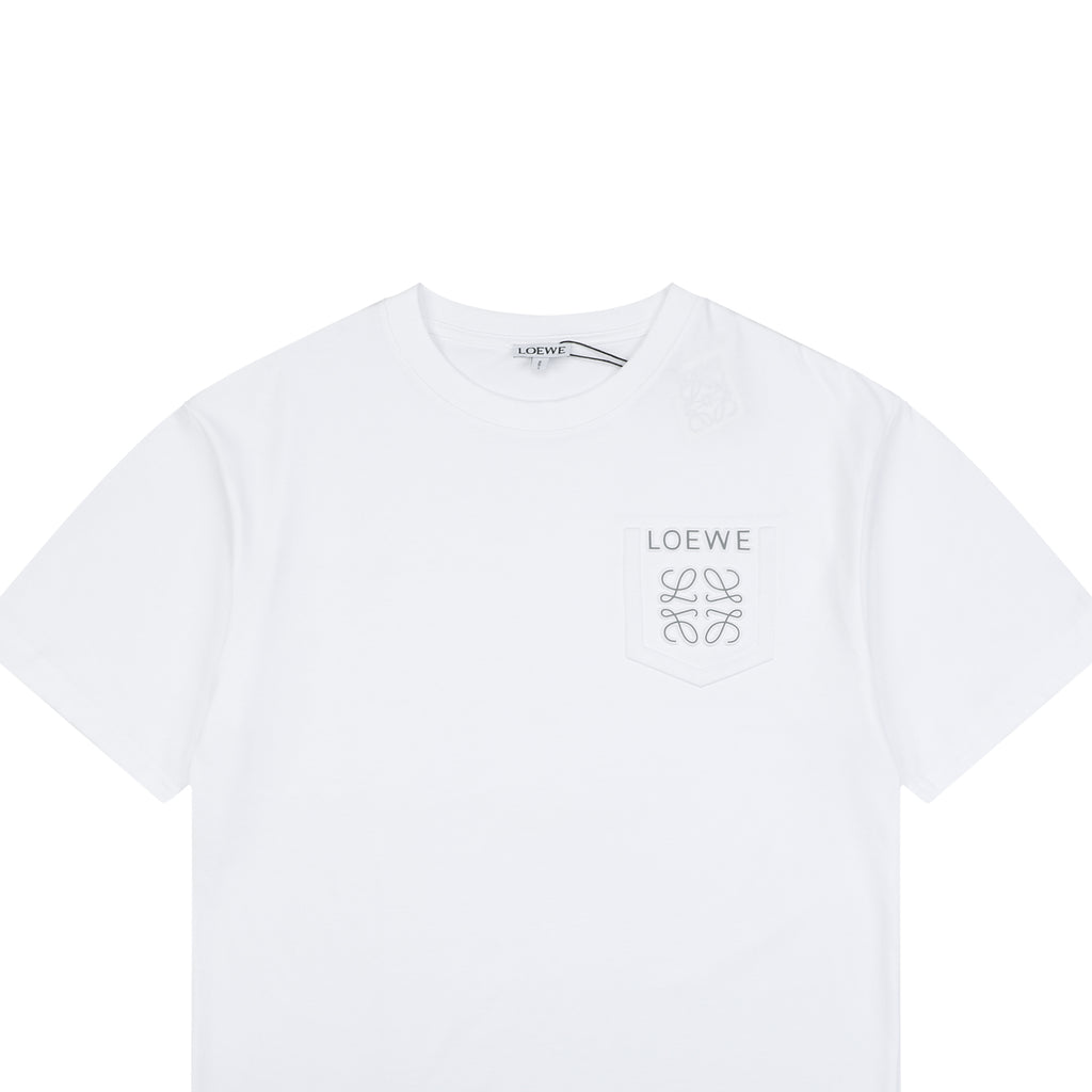 Loewe Reflective Embossed Anagram Emblem Short Sleeve Tee – White