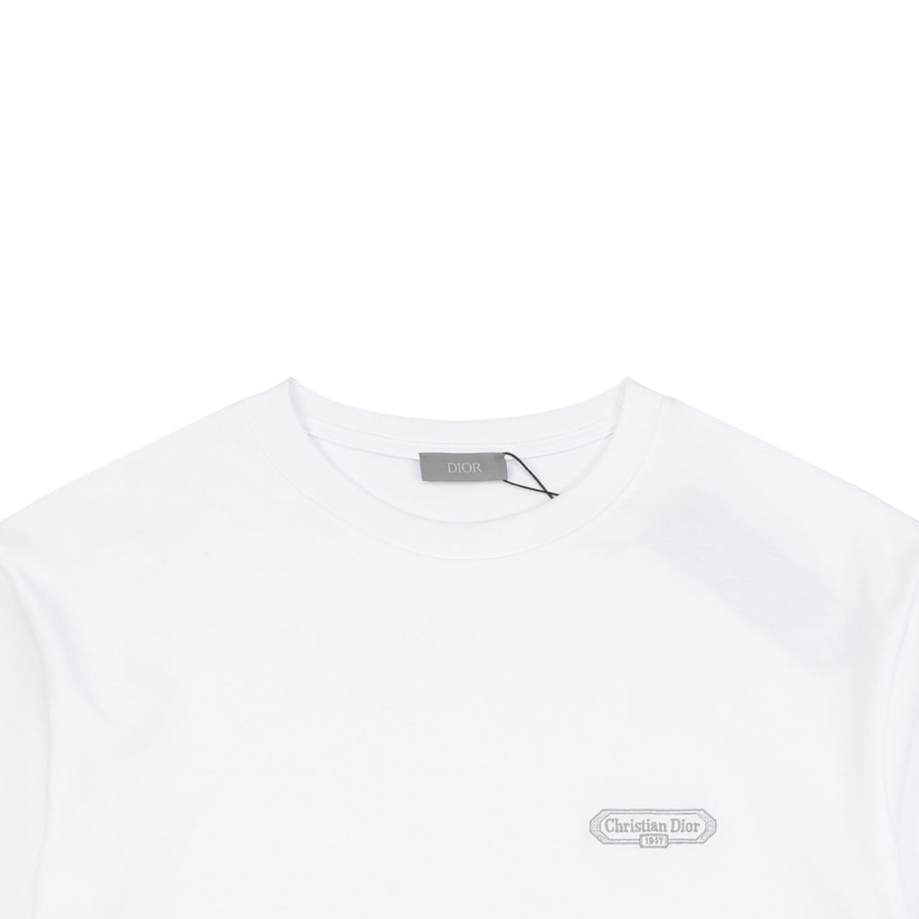 Dior 1947 Silver Embroidered Heritage Badge Short Sleeve Tee – White