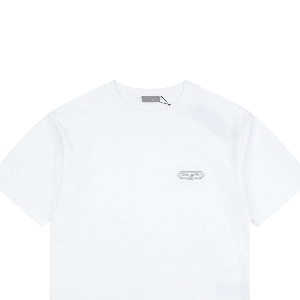 Dior 1947 Silver Embroidered Heritage Badge Short Sleeve Tee – White