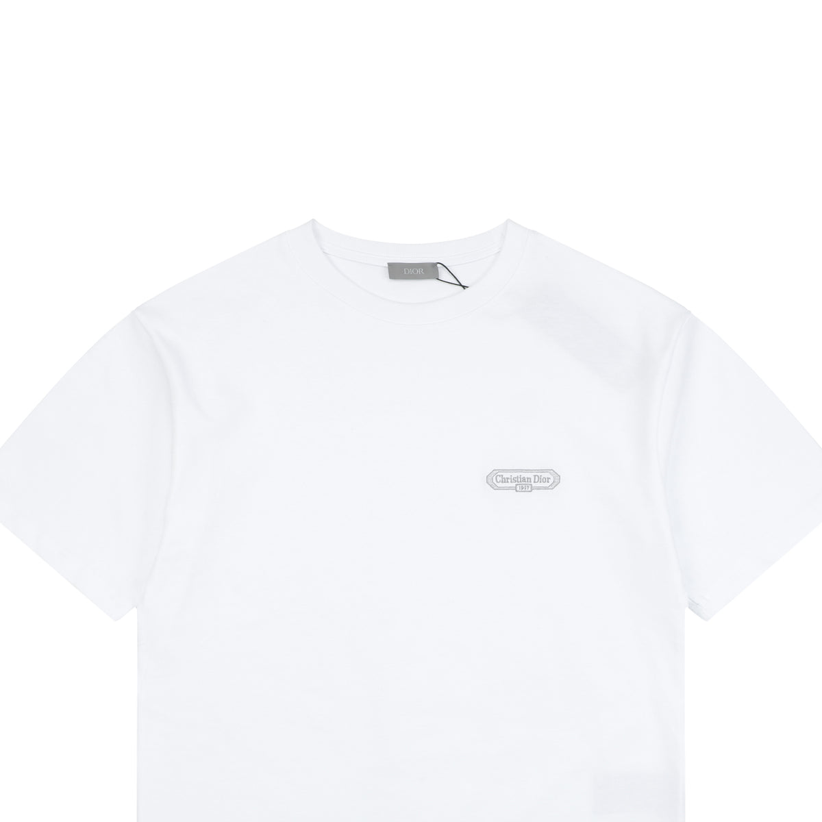 Dior 1947 Silver Embroidered Heritage Badge Short Sleeve Tee – White