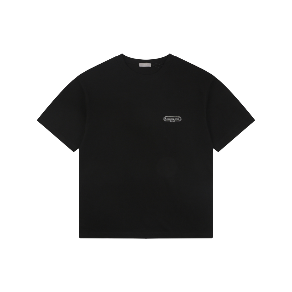 Dior 1947 Silver Embroidered Heritage Badge Short Sleeve Tee – Black