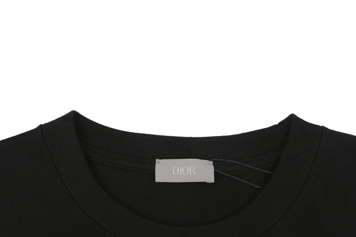 Dior 1947 Silver Embroidered Heritage Badge Short Sleeve Tee – Black