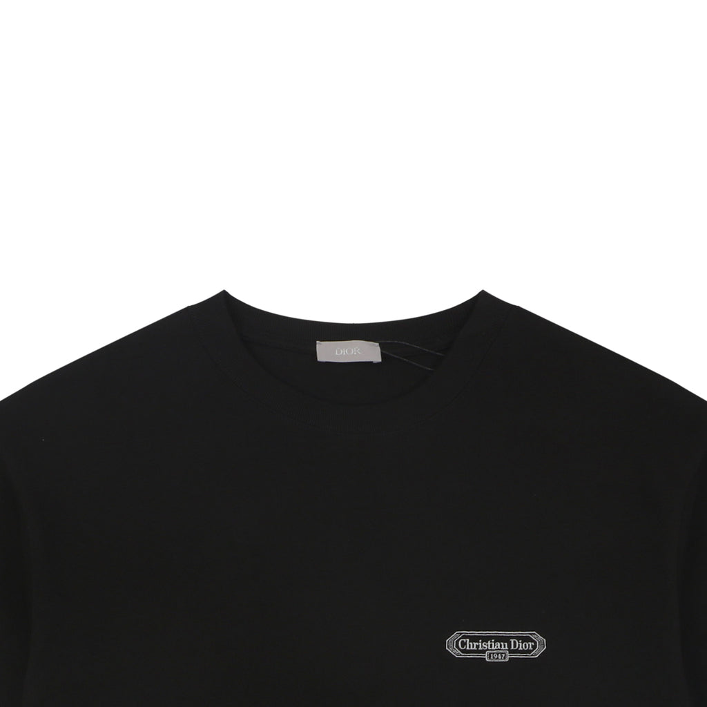 Dior 1947 Silver Embroidered Heritage Badge Short Sleeve Tee – Black