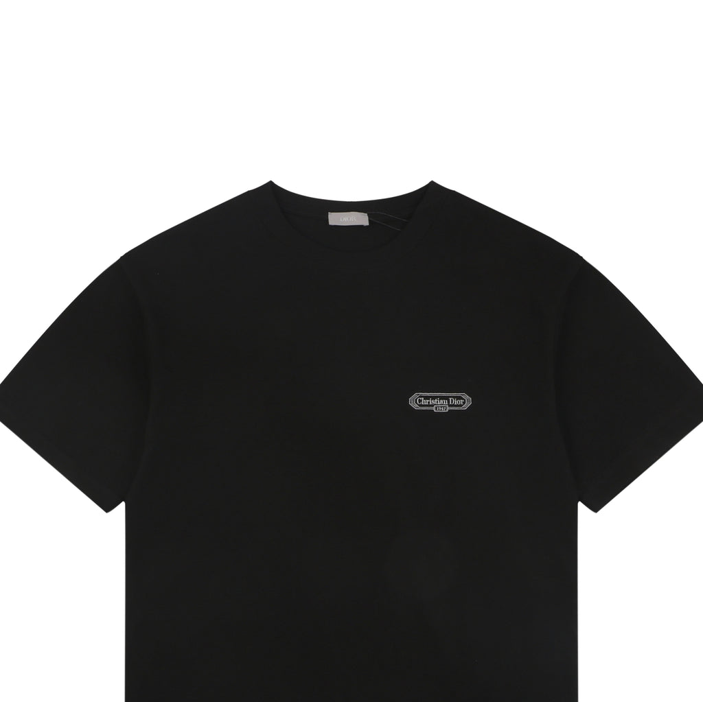 Dior 1947 Silver Embroidered Heritage Badge Short Sleeve Tee – Black