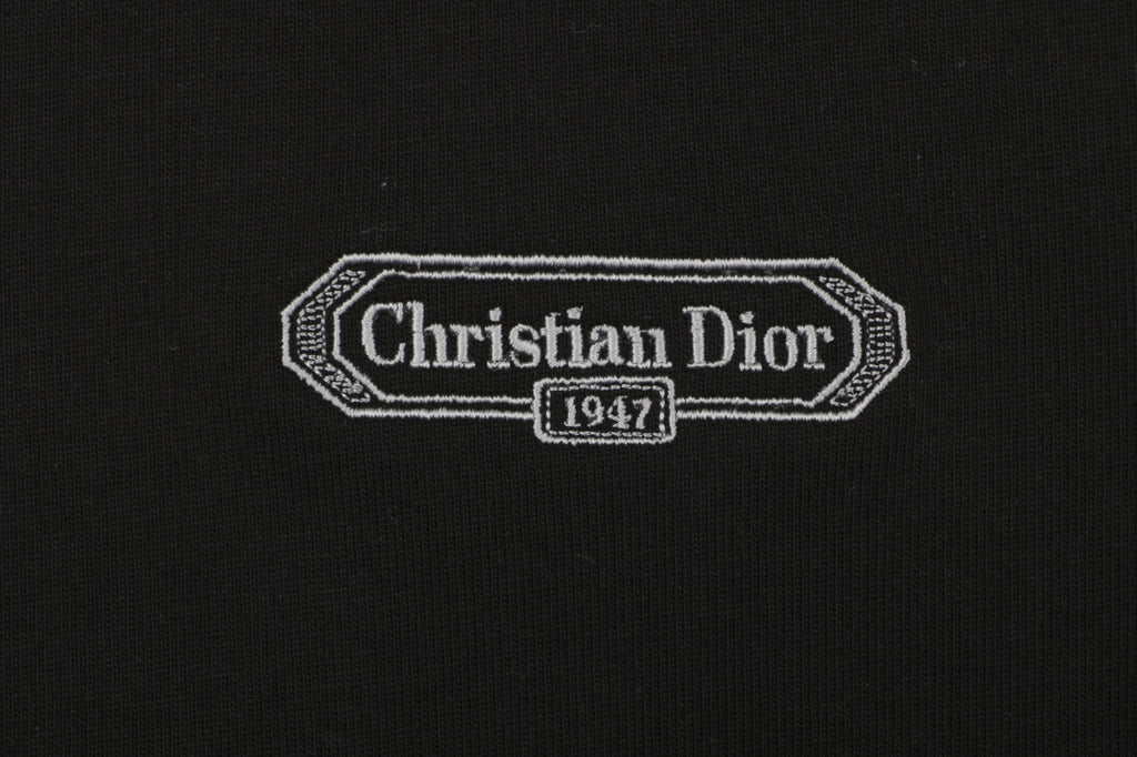 Dior 1947 Silver Embroidered Heritage Badge Short Sleeve Tee – Black