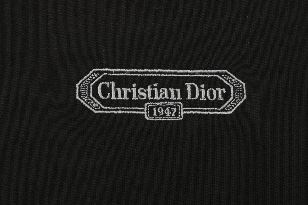 Dior 1947 Silver Embroidered Heritage Badge Short Sleeve Tee – Black