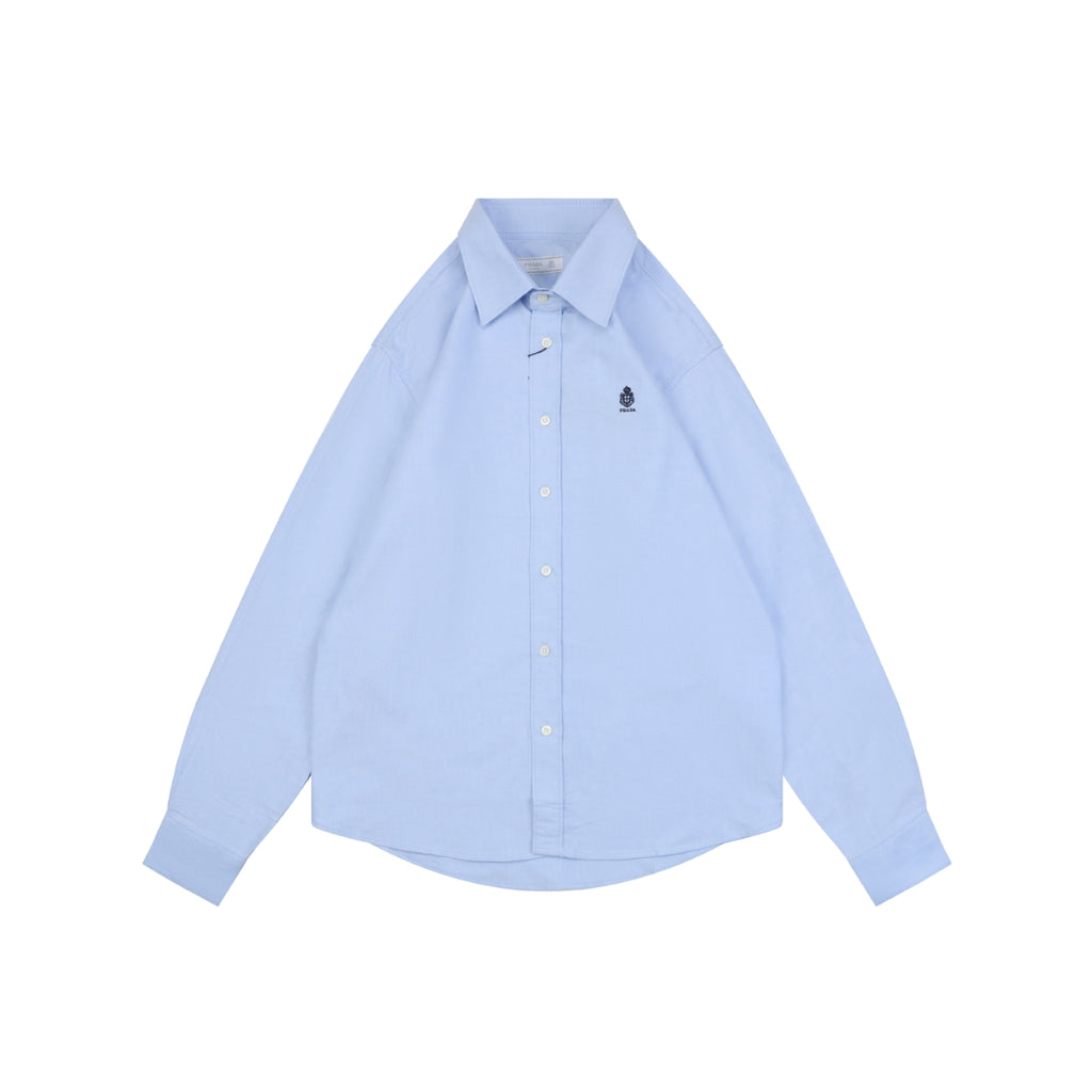 Prada Badge Logo Embroidered Long Sleeve Shirt