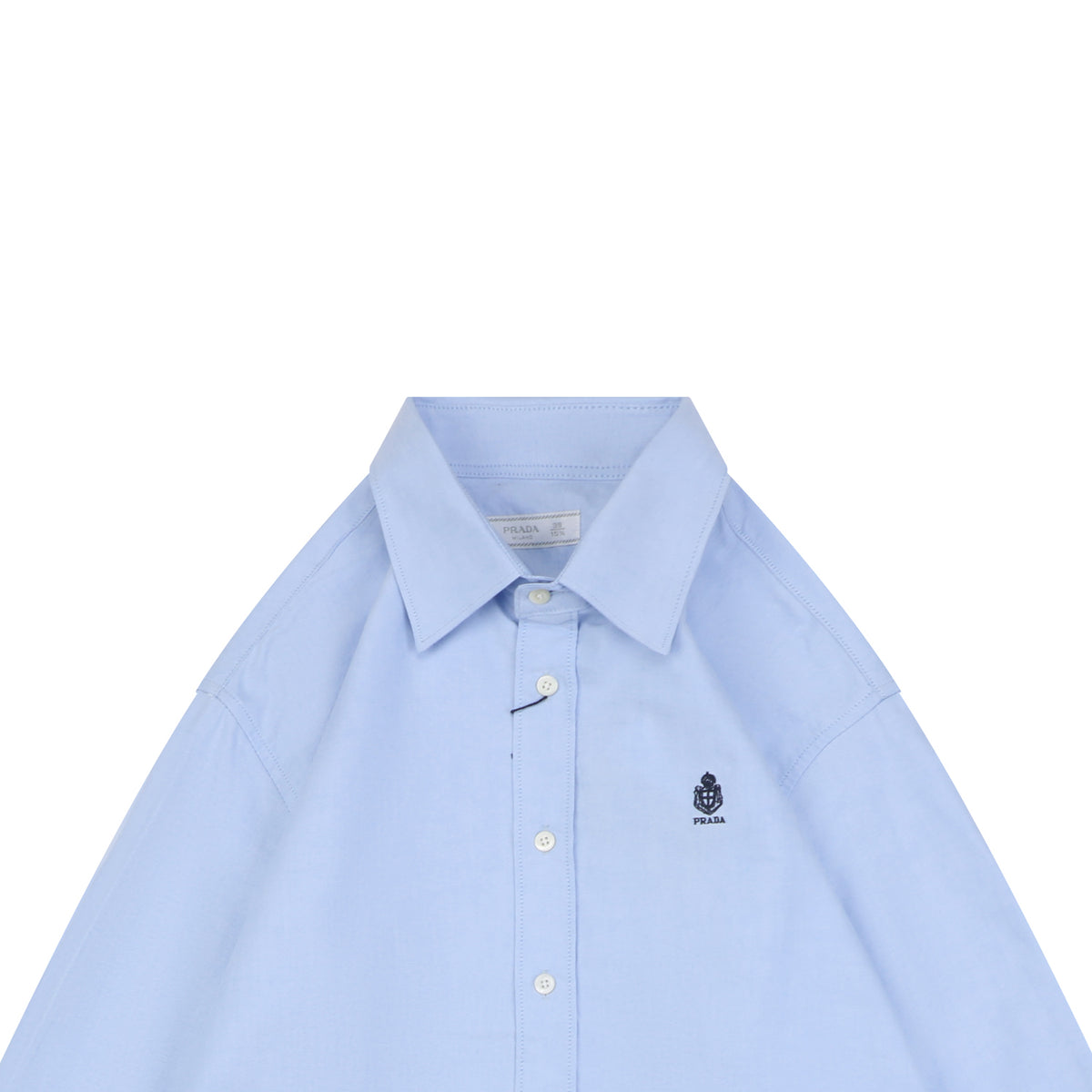 Prada Badge Logo Embroidered Long Sleeve Shirt