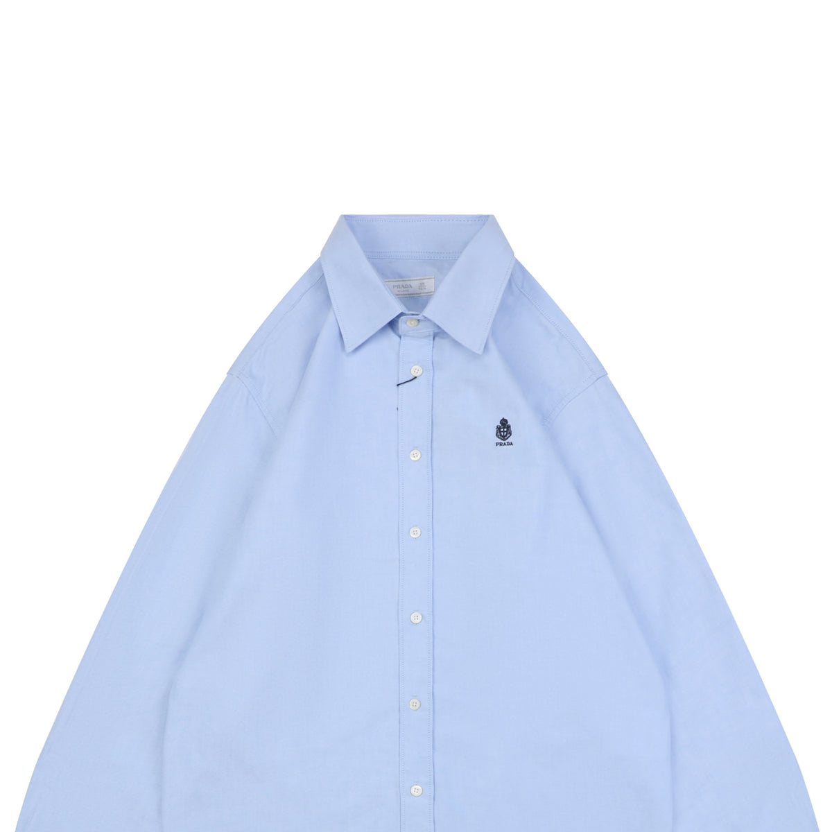 Prada Badge Logo Embroidered Long Sleeve Shirt