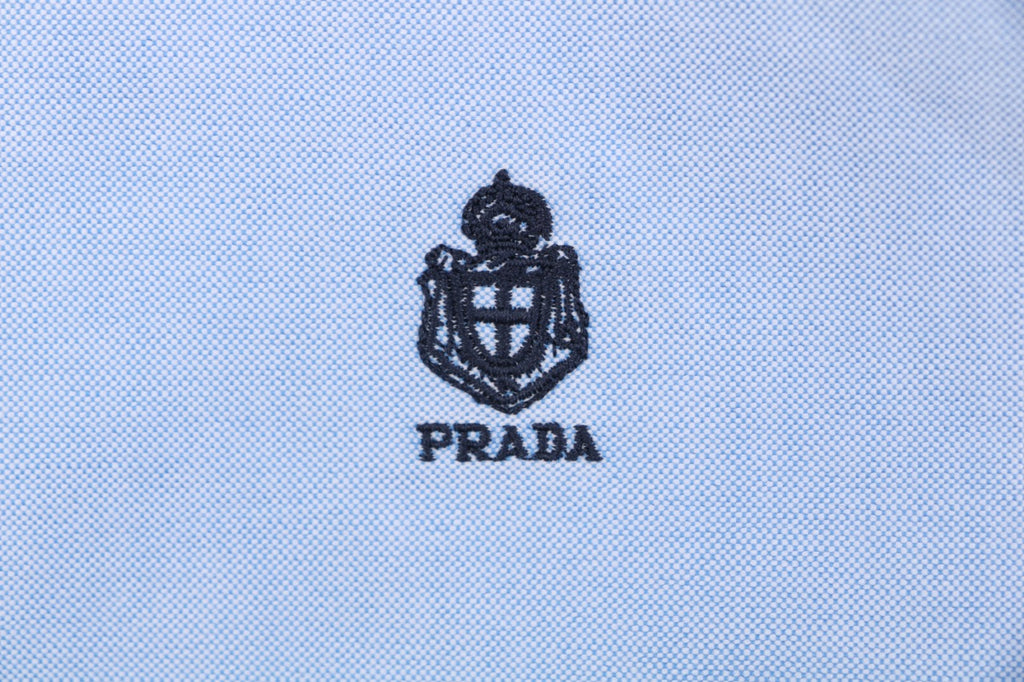 Prada Badge Logo Embroidered Long Sleeve Shirt