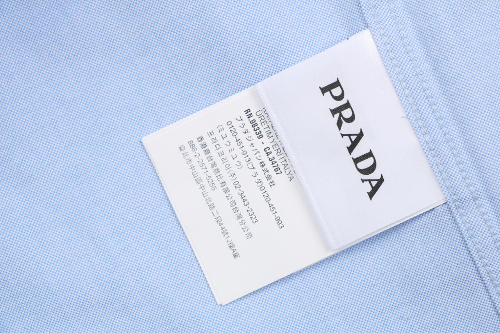 Prada Badge Logo Embroidered Long Sleeve Shirt