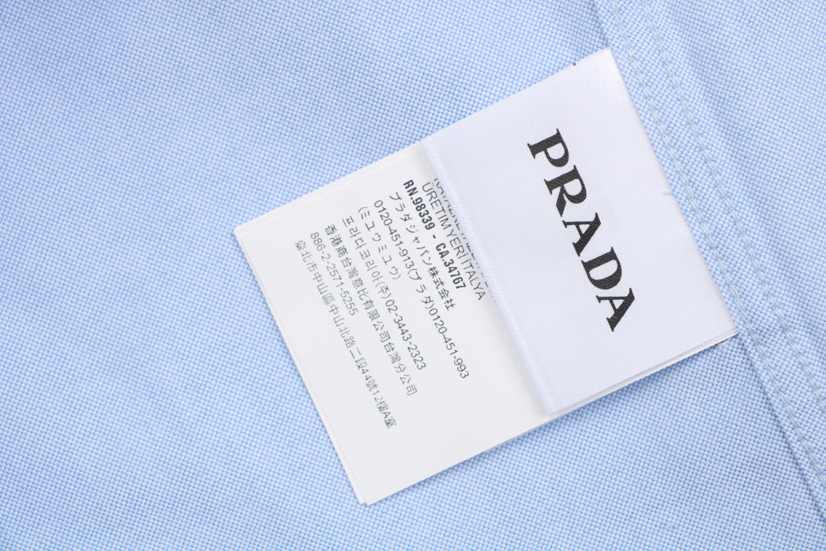 Prada Badge Logo Embroidered Long Sleeve Shirt
