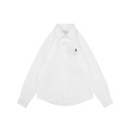 Prada Badge Logo Embroidered Long Sleeve Shirt — White