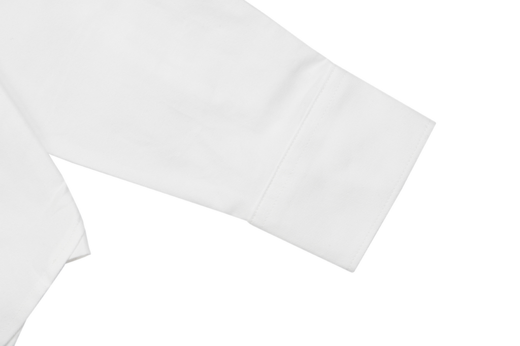 Prada Badge Logo Embroidered Long Sleeve Shirt — White