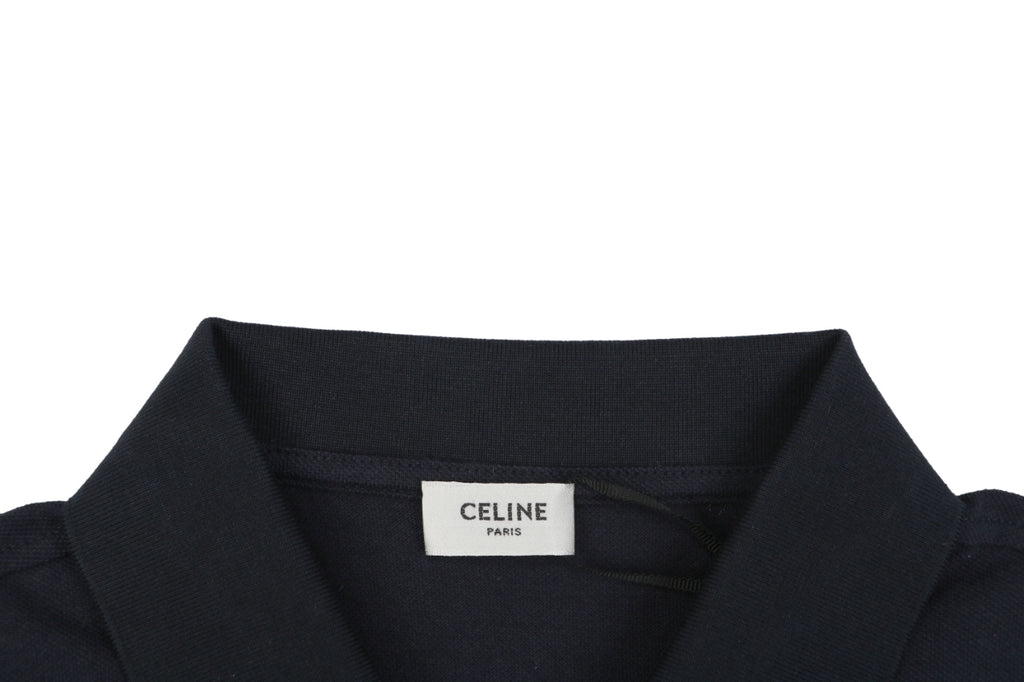 Celine Arc de Triomphe PARIS Embroidered Polo Shirt Black