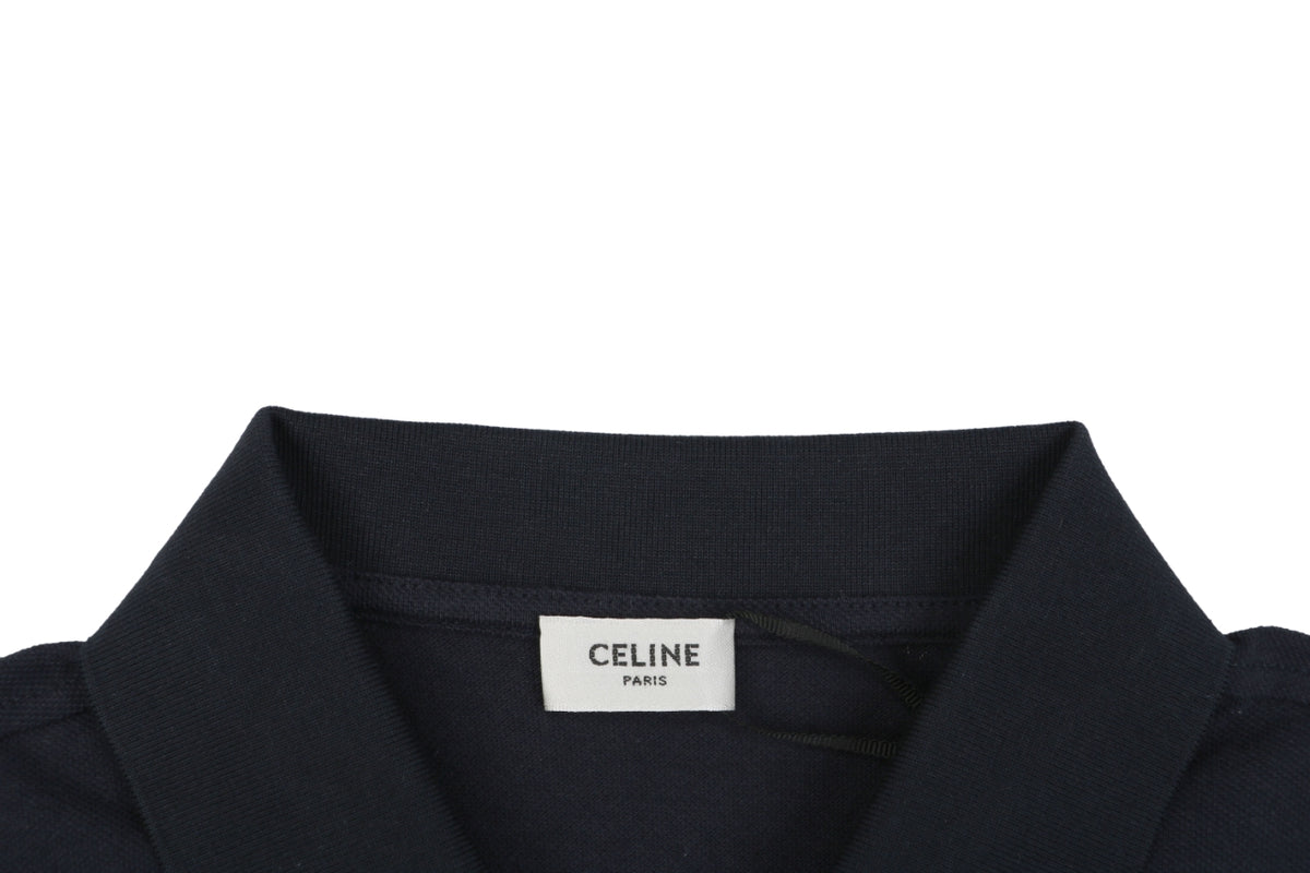 Celine Arc de Triomphe PARIS Embroidered Polo Shirt Black