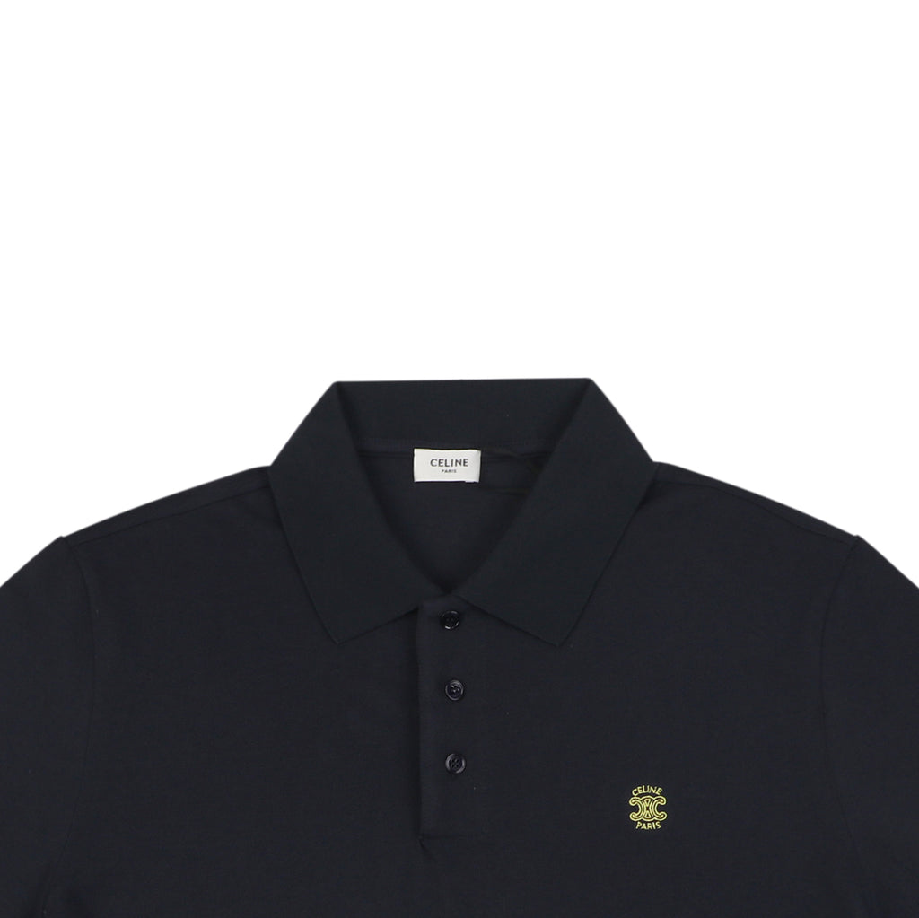 Celine Arc de Triomphe PARIS Embroidered Polo Shirt Black