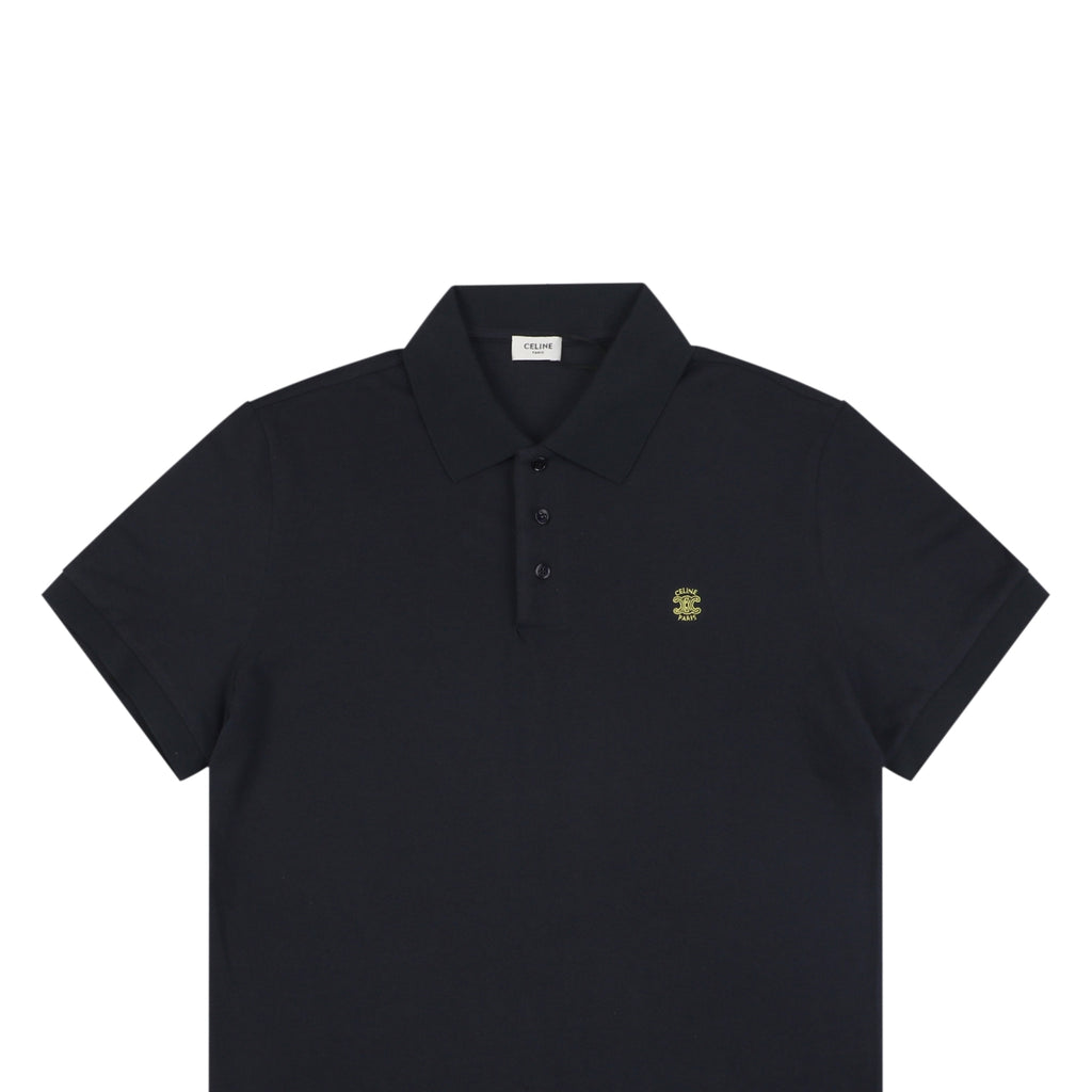 Celine Arc de Triomphe PARIS Embroidered Polo Shirt Black