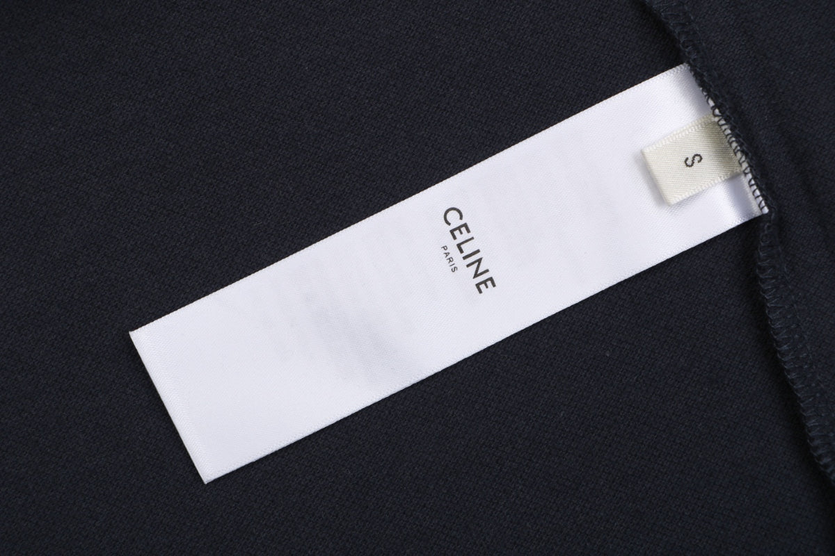 Celine Arc de Triomphe PARIS Embroidered Polo Shirt Black