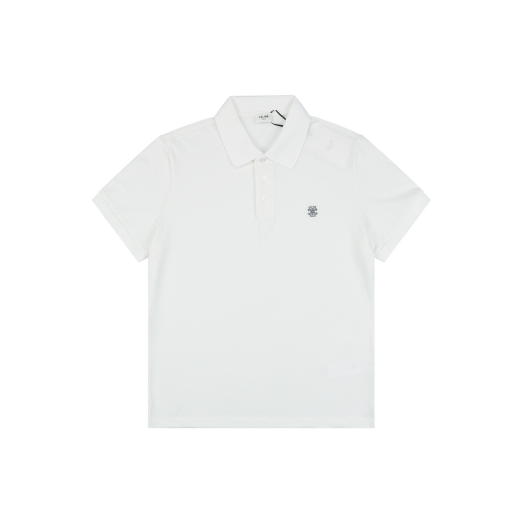Celine Arc de Triomphe PARIS Embroidered Polo Shirt White