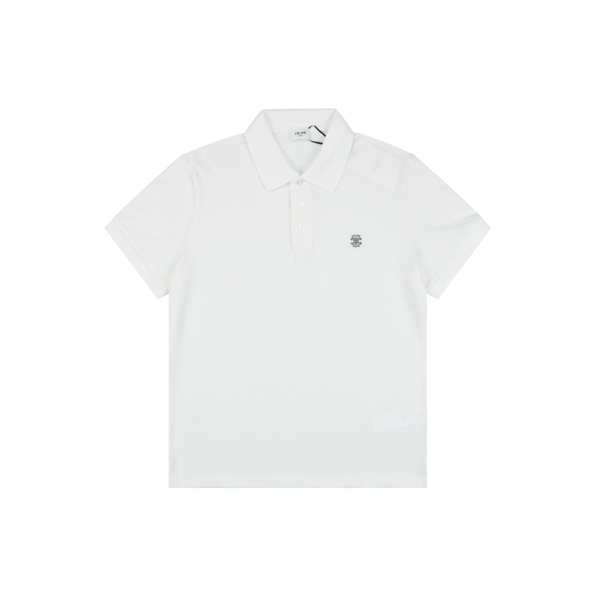 Celine Arc de Triomphe PARIS Embroidered Polo Shirt White