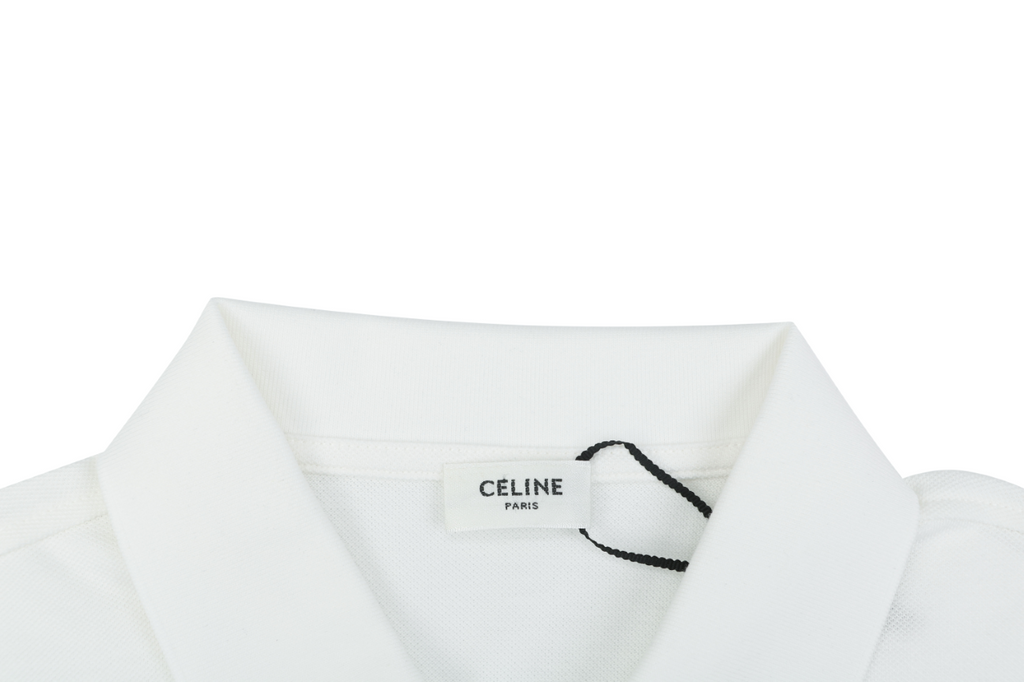 Celine Arc de Triomphe PARIS Embroidered Polo Shirt White