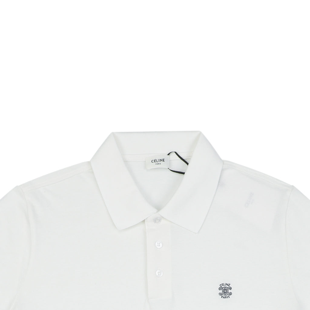 Celine Arc de Triomphe PARIS Embroidered Polo Shirt White