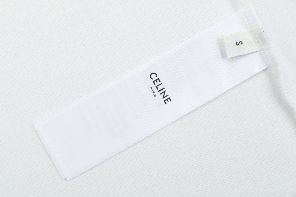 Celine Arc de Triomphe PARIS Embroidered Polo Shirt White
