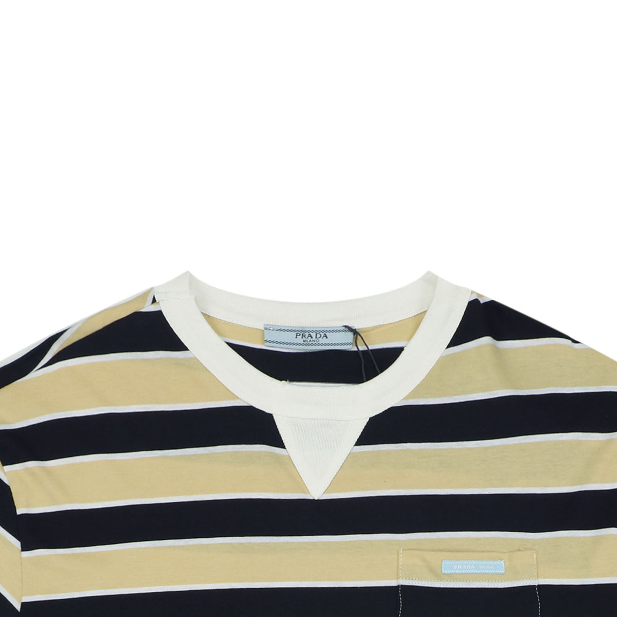 Prada Stripe Drop-Shoulder Short Sleeve Tee Yellow