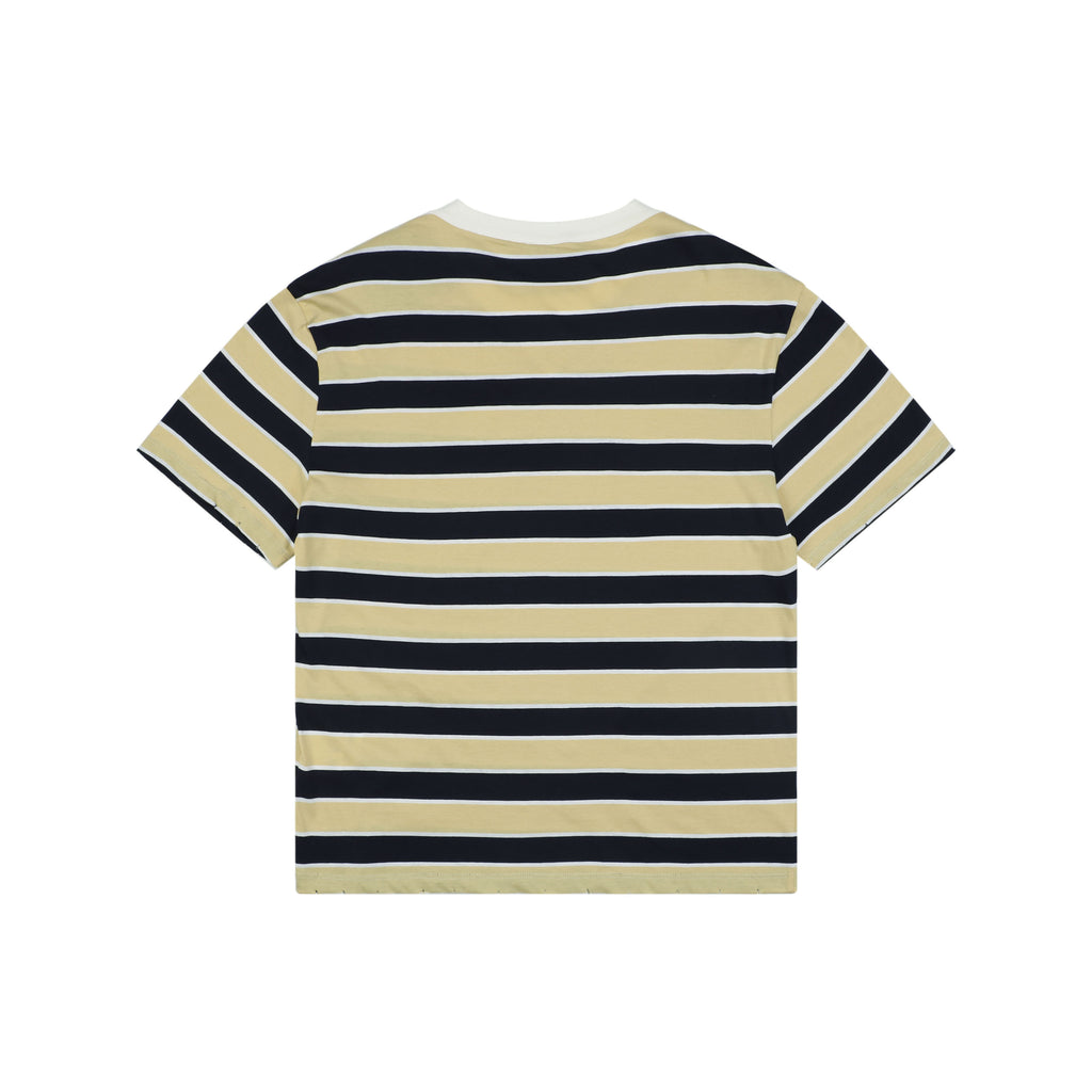 Prada Stripe Drop-Shoulder Short Sleeve Tee Yellow