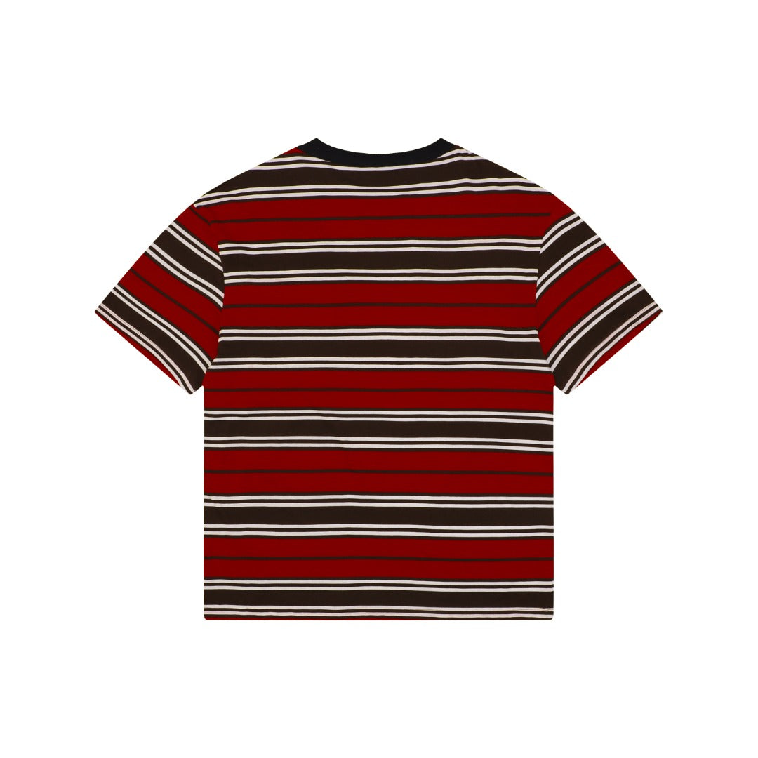 Prada Stripe Drop-Shoulder Short Sleeve Tee Red