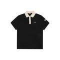 Moncler Signature Script Contrast Collar Polo Shirt Black