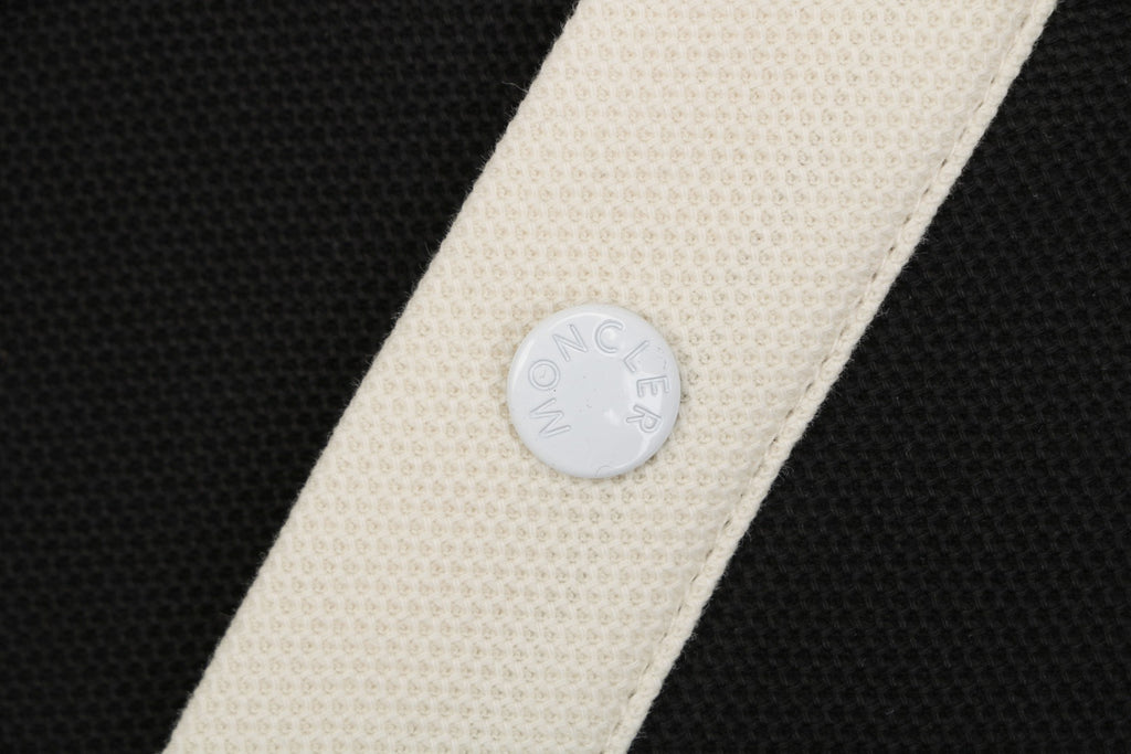 Moncler Signature Script Contrast Collar Polo Shirt Black