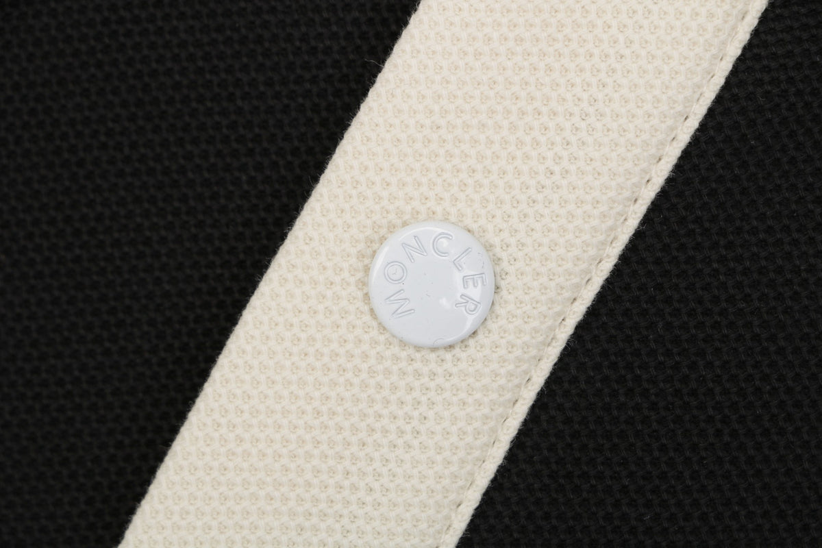 Moncler Signature Script Contrast Collar Polo Shirt Black