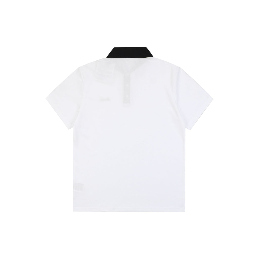 Moncler Signature Script Contrast Collar Polo Shirt White
