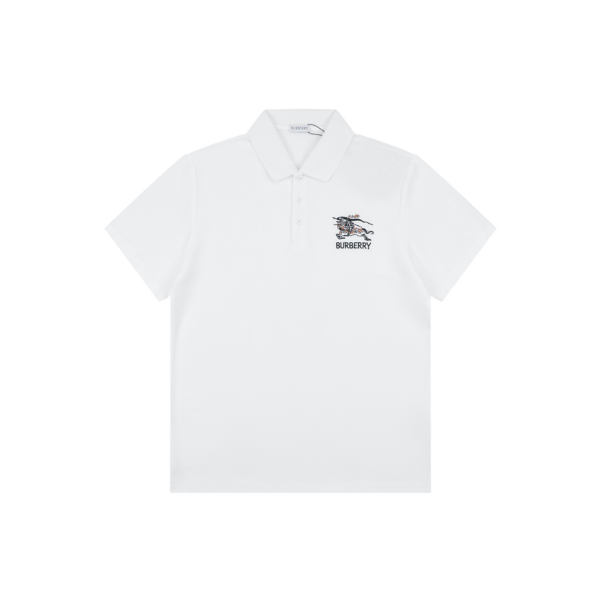 Burberry Chain Check Equestrian Knight Polo Shirt White