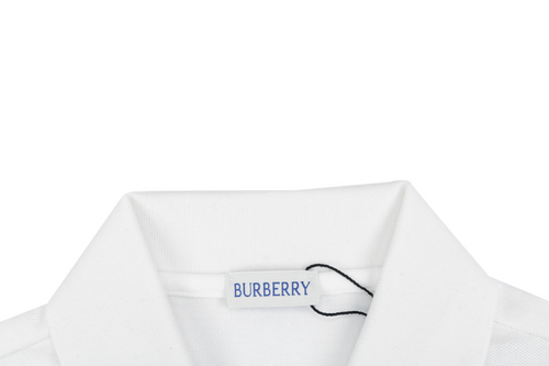 Burberry Chain Check Equestrian Knight Polo Shirt White
