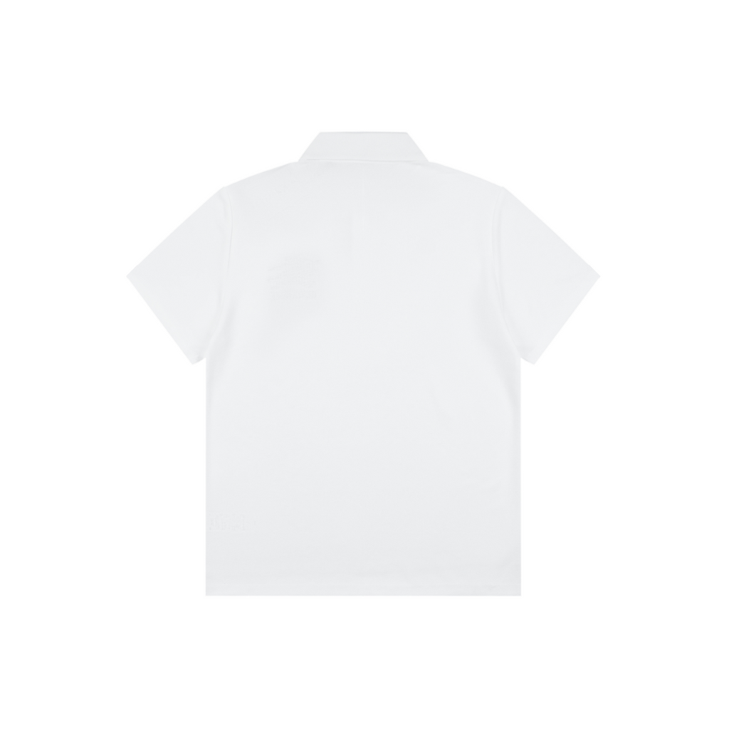 Burberry Chain Check Equestrian Knight Polo Shirt White