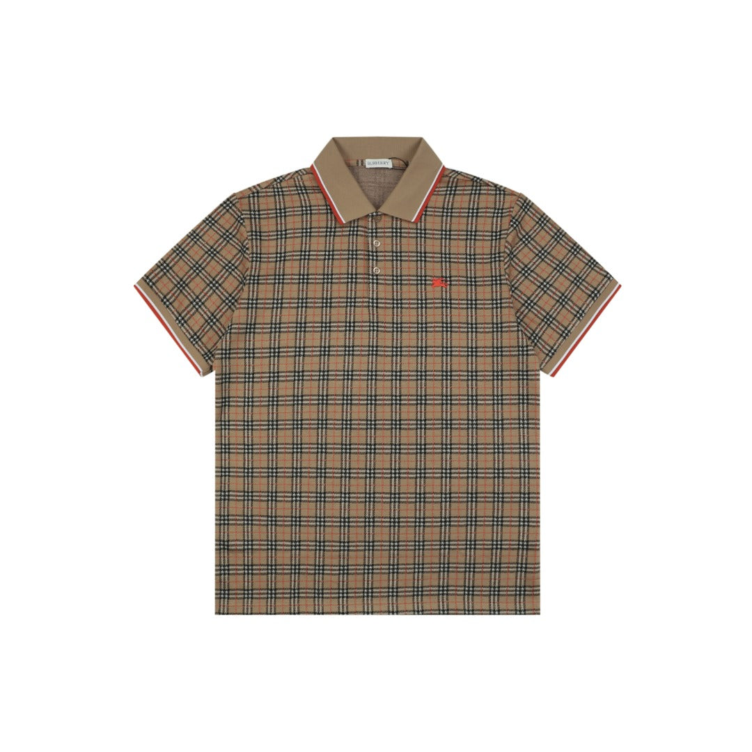 Burberry Mini Equestrian Knight Check Jacquard Polo Shirt Beige